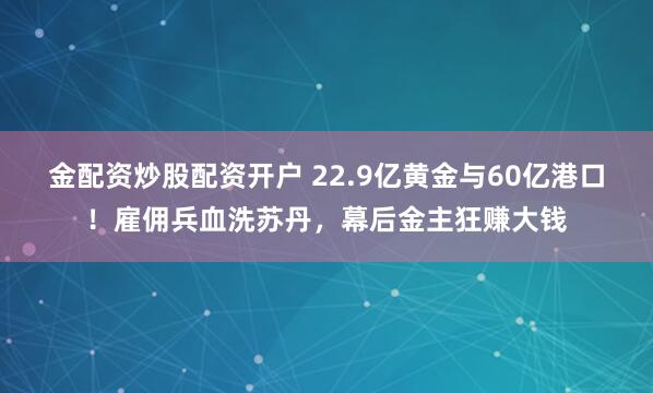 金配资炒股配资开户 22.9亿黄金与60亿港口！雇佣兵血洗苏丹，幕后金主狂赚大钱